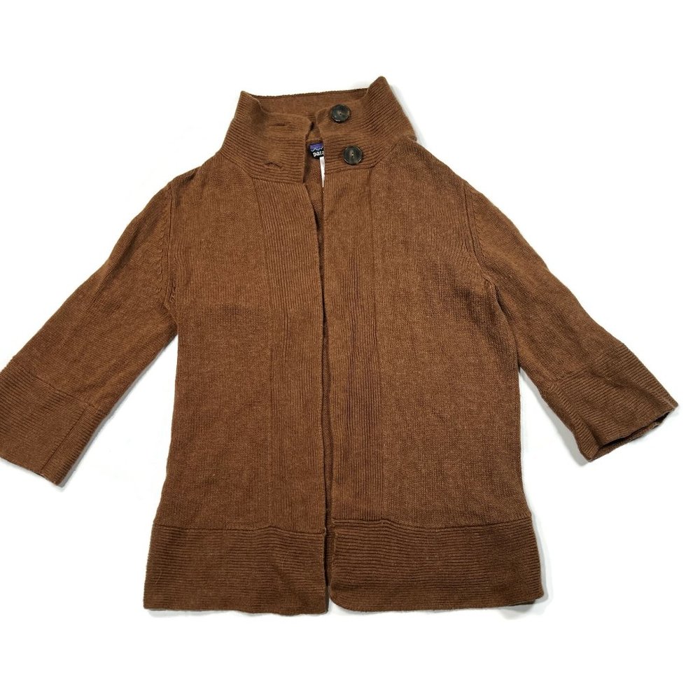 Patagonia Womens‎ Lambswool Open Cardigan Sweater Brown Medium